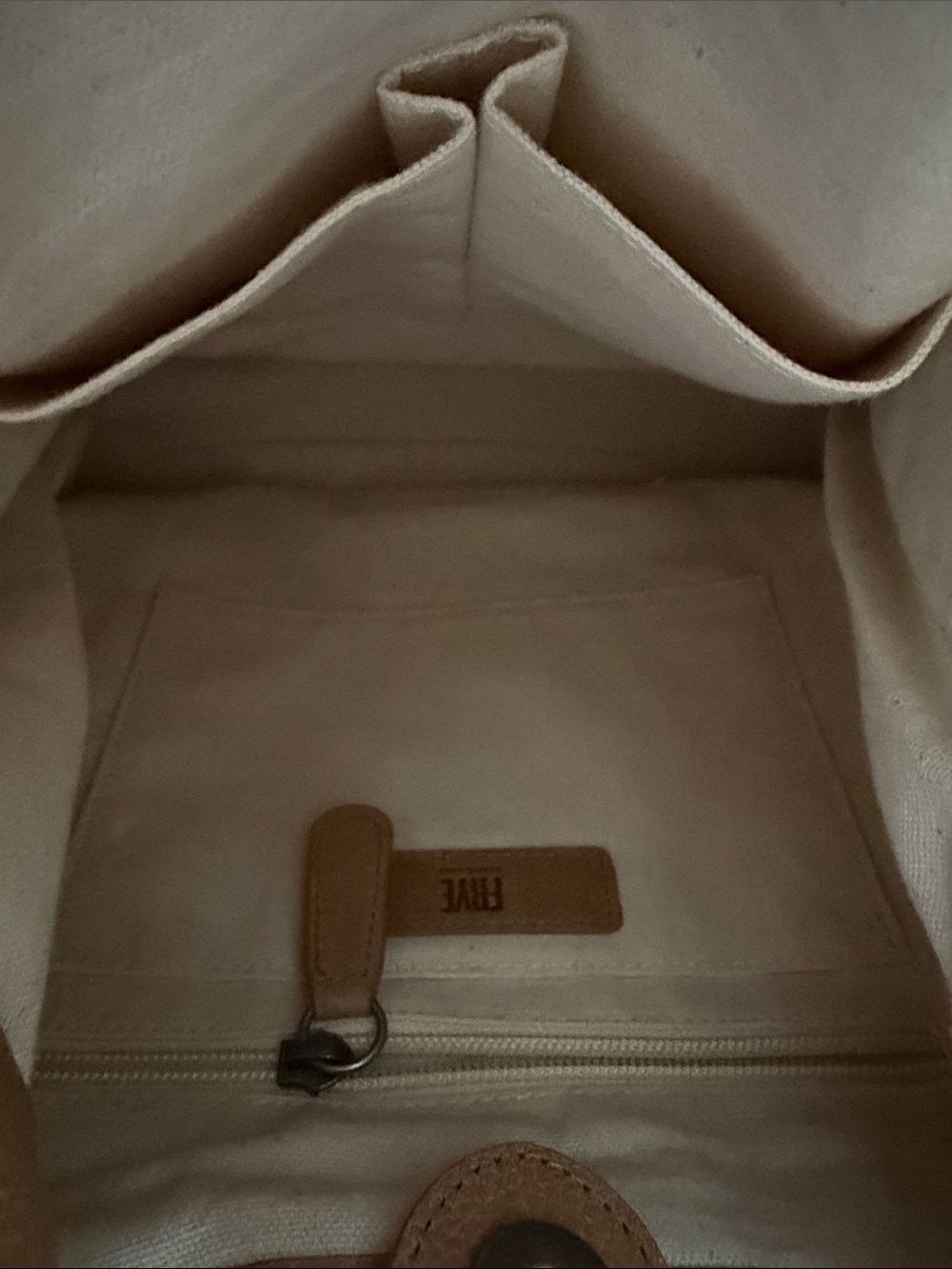 Frye Tan Leather Drawstring Backpack - Picture 3 of 6